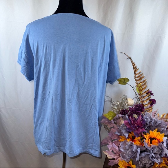 J.Jill Luxe Supima Blue Short Sleeve Tee Soft Stretch Casual Top M - Picture 3 of 6